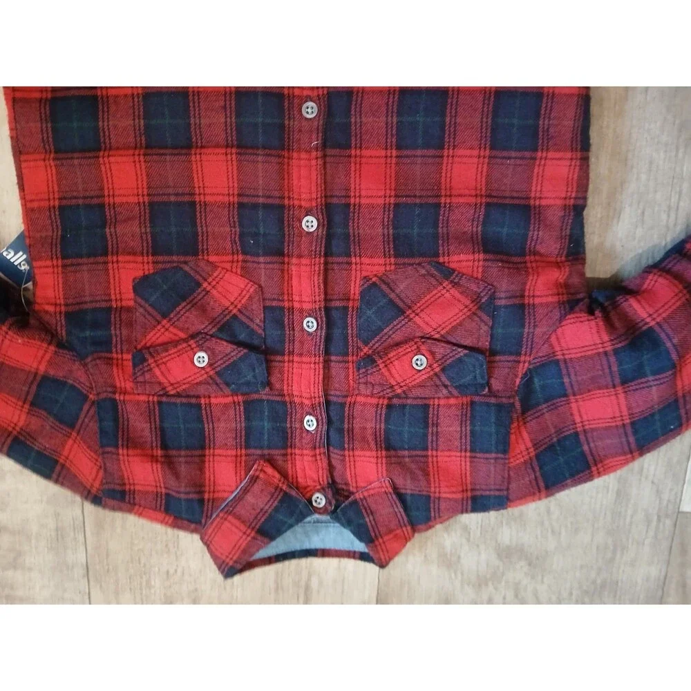 7 For All Mankind Flannel Insulated Shacket Kids Size 5 Red & Blue Plaid Pocket